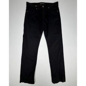 Bugatchi Mens Contemporary Fit Pants Black Cotton Stretch Size 33